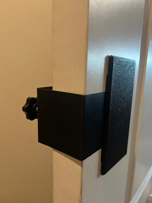 Metal Door Bracket for Attaching Doorbell and Other Devices to a DOOR without screwing into Door.