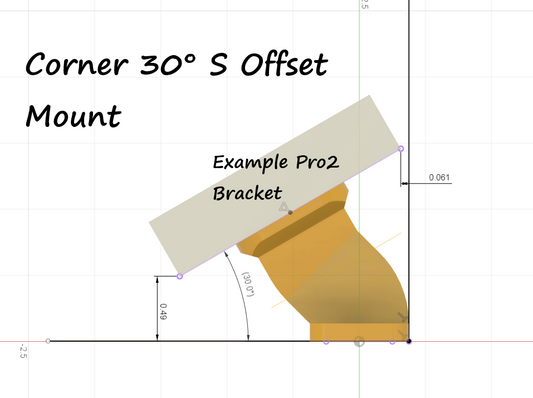 30º Offset Corner Trim Doorbell Mount S Shaped for Brick Storm Door Area (2in Wide Doorbells and less)