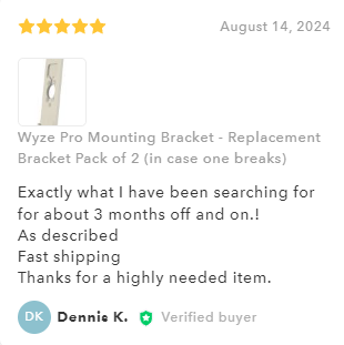 Wyze Pro Mounting Bracket - Replacement Bracket Pack of 2 in Black (in case one breaks)